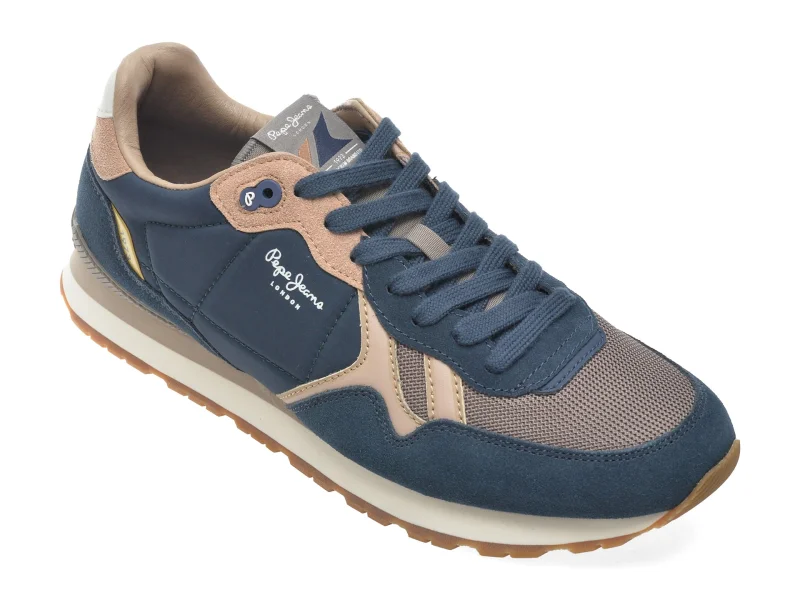 Pantofi sport PEPE JEANS bleumarin, MS40049, din material textil si piele naturala