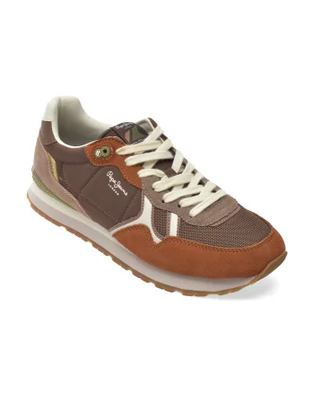 Pantofi sport PEPE JEANS maro, MS40048, din material textil si piele naturala