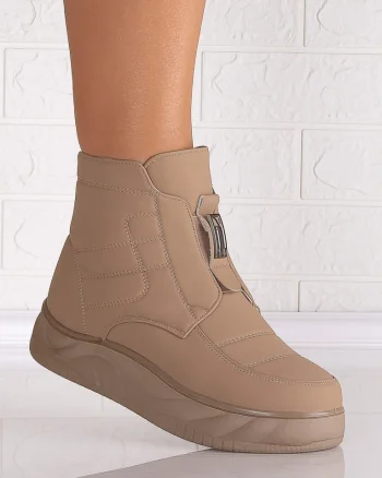Ghete Dama Imblanite Khaki din Piele Ecologica Velaria