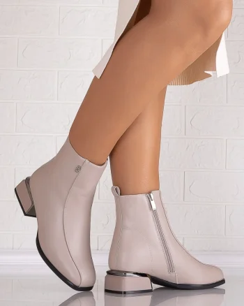 Botine Dama Imblanite Bej din Piele Ecologica Vidaria
