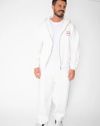 Set Urban Winter hanorac cu fermoar si pantalon Balloon White