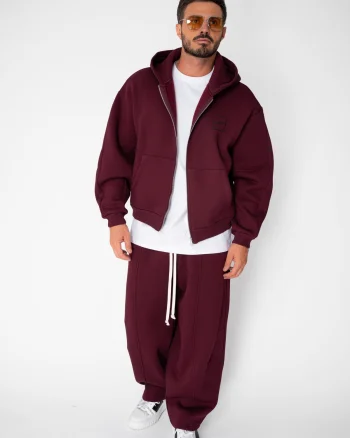 Set Urban Winter hanorac cu fermoar si pantalon Balloon Burgundy