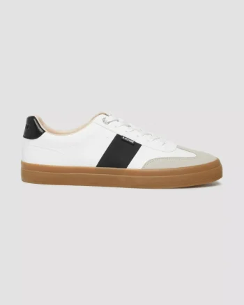 s.Oliver Sneakers barbati, cu detalii, in dungi, Alb (SELECTATI MARIMEA: 40)