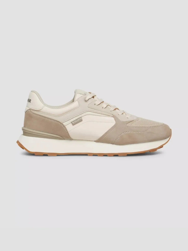 s.Oliver Sneakers casual barbati cu siret, Bej (SELECTATI MARIMEA: 40)