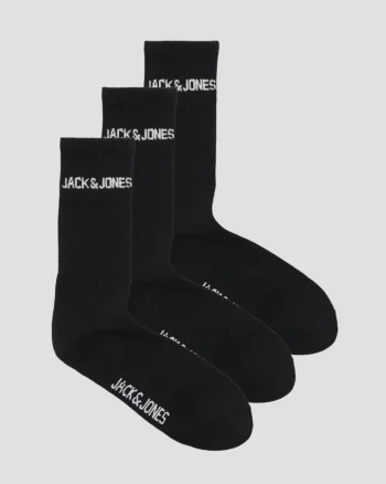 Jack & Jones Set 3 perechi de sosete, barbati, JACMELVIN, Negru (SELECTATI MARIMEA: Universala)