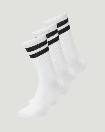 Jack & Jones Set 3 perechi de sosete tenis, barbati, JACTRAVIS, cu logo, Alb (SELECTATI MARIMEA: Universala)