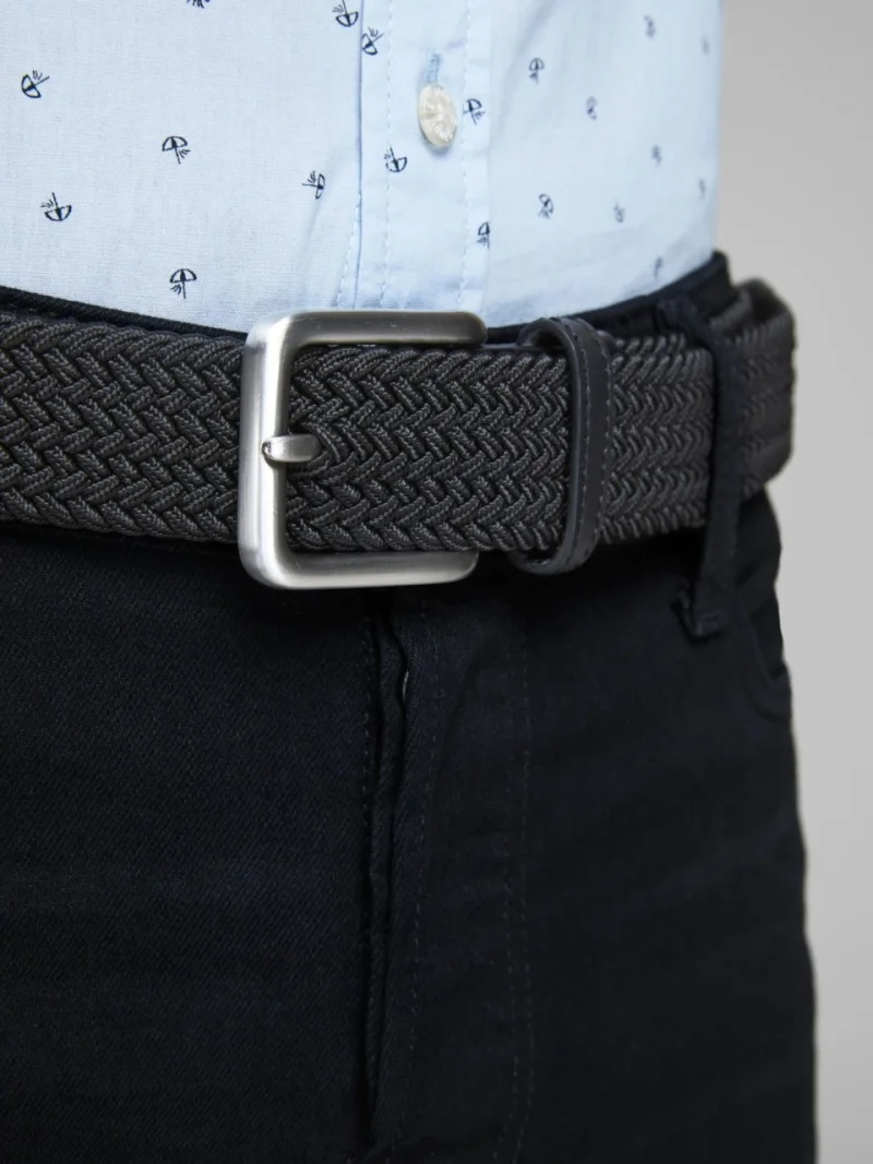 Jack & Jones Curea impletita, barbati, catarama cu stift, Negru (SELECTATI MARIMEA: 90 cm)