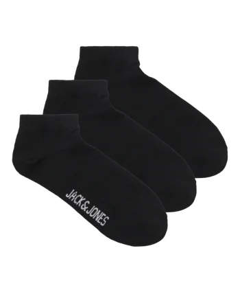 Jack & Jones Set 3 perechi de sosete scurte, barbati, din amestec de bumbac, JACLOUIS, Negru (SELECTATI MARIMEA: Universala)