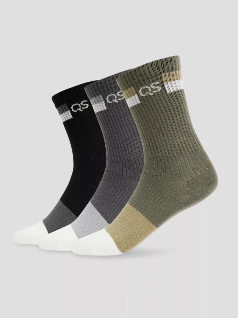 Q/S by s.Oliver Set 3 perechi de sosete retro, barbati, din amestec de bumbac, Gri inchis (SELECTATI MARIMEA: 39-42)