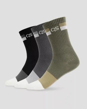 Q/S by s.Oliver Set 3 perechi de sosete retro, barbati, din amestec de bumbac, Gri inchis (SELECTATI MARIMEA: 39-42)
