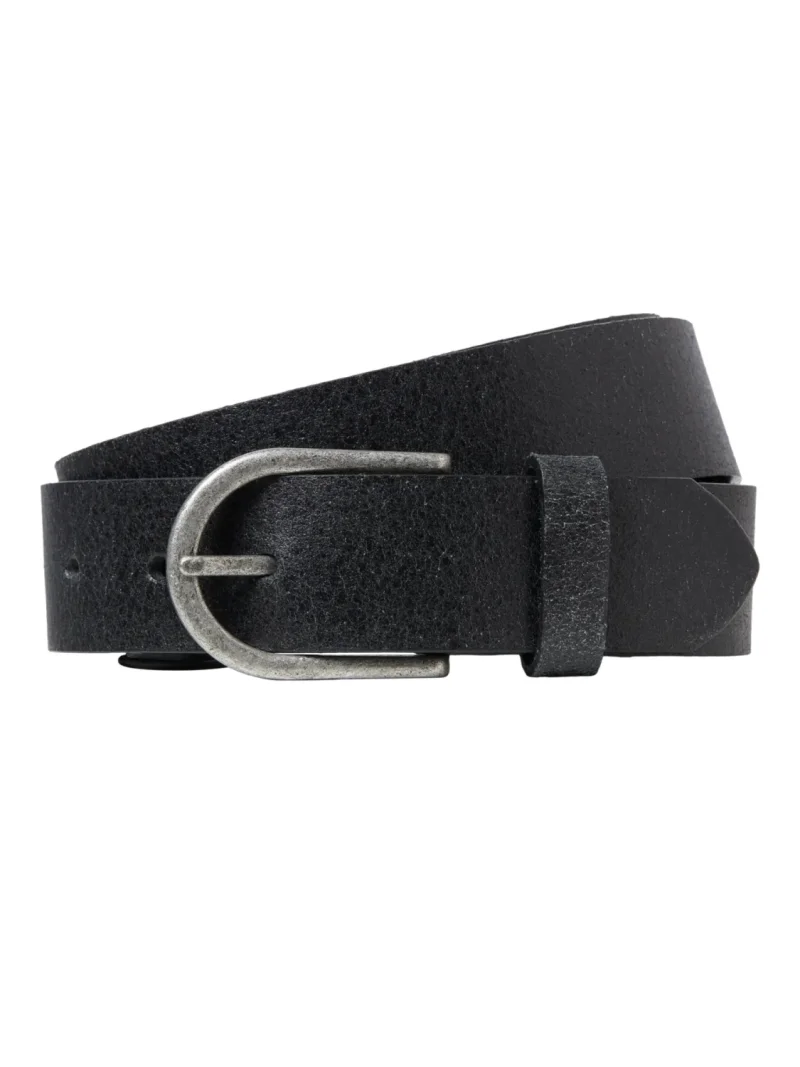 Jack & Jones Curea barbati, din piele naturala de vaca, catarama cu stift, Negru (SELECTATI MARIMEA: 120)