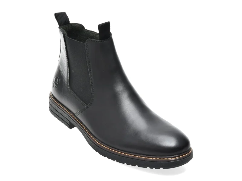 Ghete elegante RIEKER negre, 33180, din piele naturala