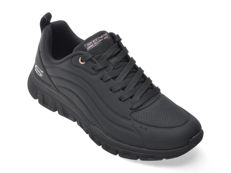 Pantofi sport SKECHERS negri, BOBS B LITE, din piele ecologica