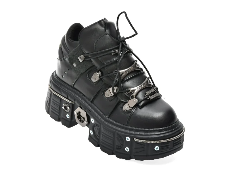 Ghete GRYXX negre, YQ081, din piele ecologica