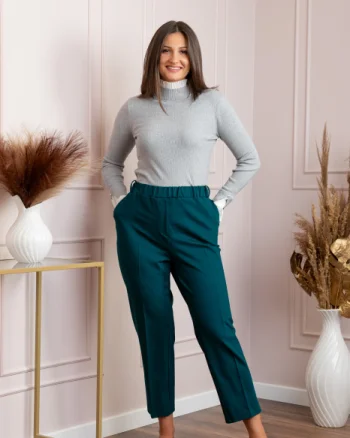 Pantaloni dama verde petrol cu talie elastica Marceline