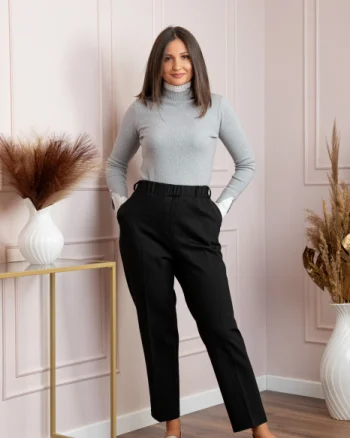 Pantaloni dama negru cu talie elastica Marceline