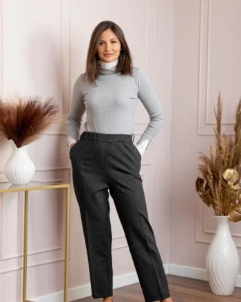 Pantaloni dama gri antracit cu talie elastica Marceline