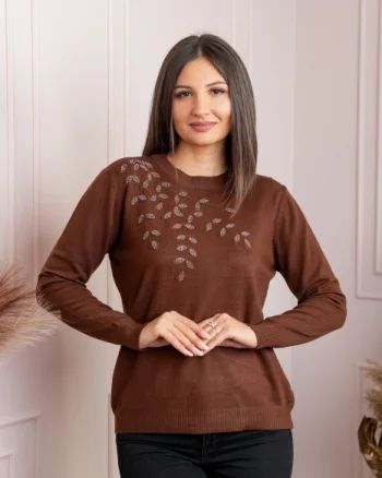 Pulover dama maro cu casmir si strasuri Thea