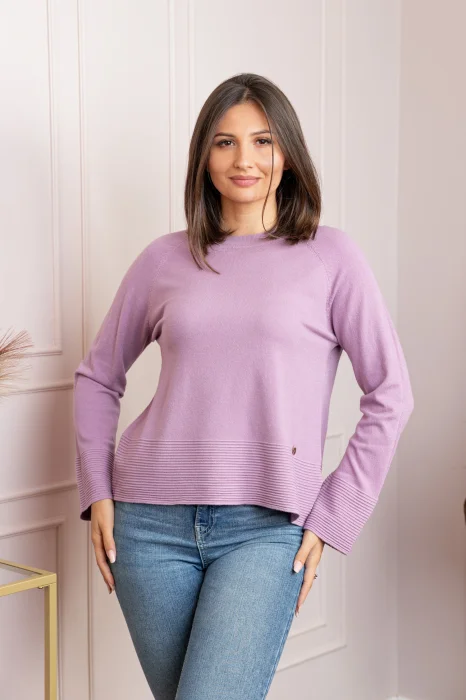 Pulover dama lila cu casmir si maneci raglan Lacey