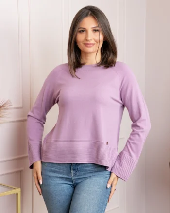 Pulover dama lila cu casmir si maneci raglan Lacey