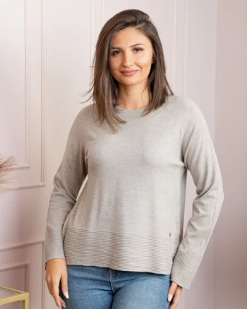 Pulover dama bej cu casmir si maneci raglan Lacey