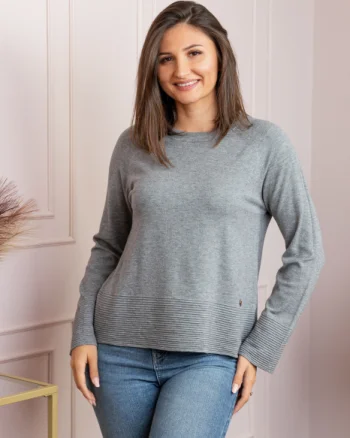 Pulover dama gri cu casmir si maneci raglan Lacey
