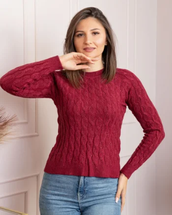 Pulover dama grena cu casmir si paiete Lorna