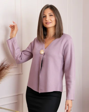 Cardigan dama lila cu brosa aurie Kendra