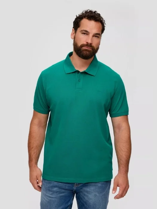 Tricou polo barbati big size cu logo brodat si croiala Regular fit verde inchis (SELECTATI MARIMEA: 2XL)