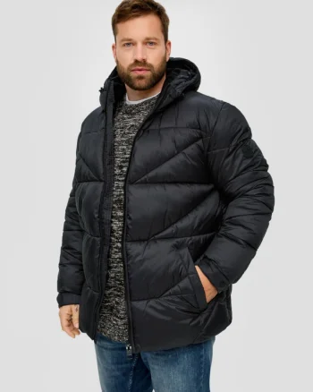 Geaca matlasata barbati big size cu gluga, Negru (SELECTATI MARIMEA: 2XL)