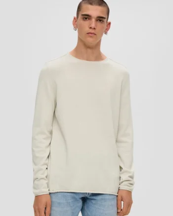 Pulover subtire barbati, cu decolteu la baza gatului, Gri deschis (SELECTATI MARIMEA: 2XL)