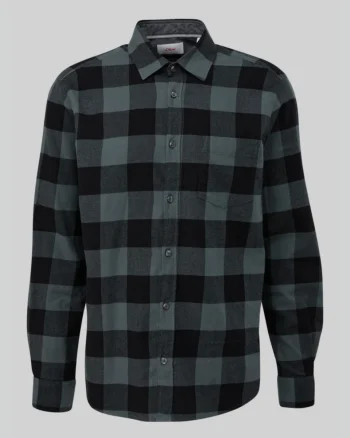 Camasa cu maneca lunga, barbati big size, imprimeu in carouri si croiala Regular fit, Verde inchis (SELECTATI MARIMEA: 2XL)