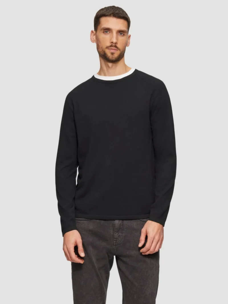 Pulover barbati, subtire, din bumbac, cu logo, Negru (SELECTATI MARIMEA: S)
