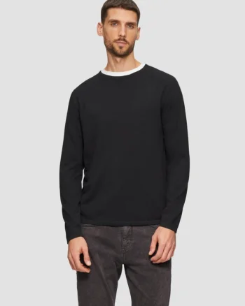 Pulover barbati, subtire, din bumbac, cu logo, Negru (SELECTATI MARIMEA: S)