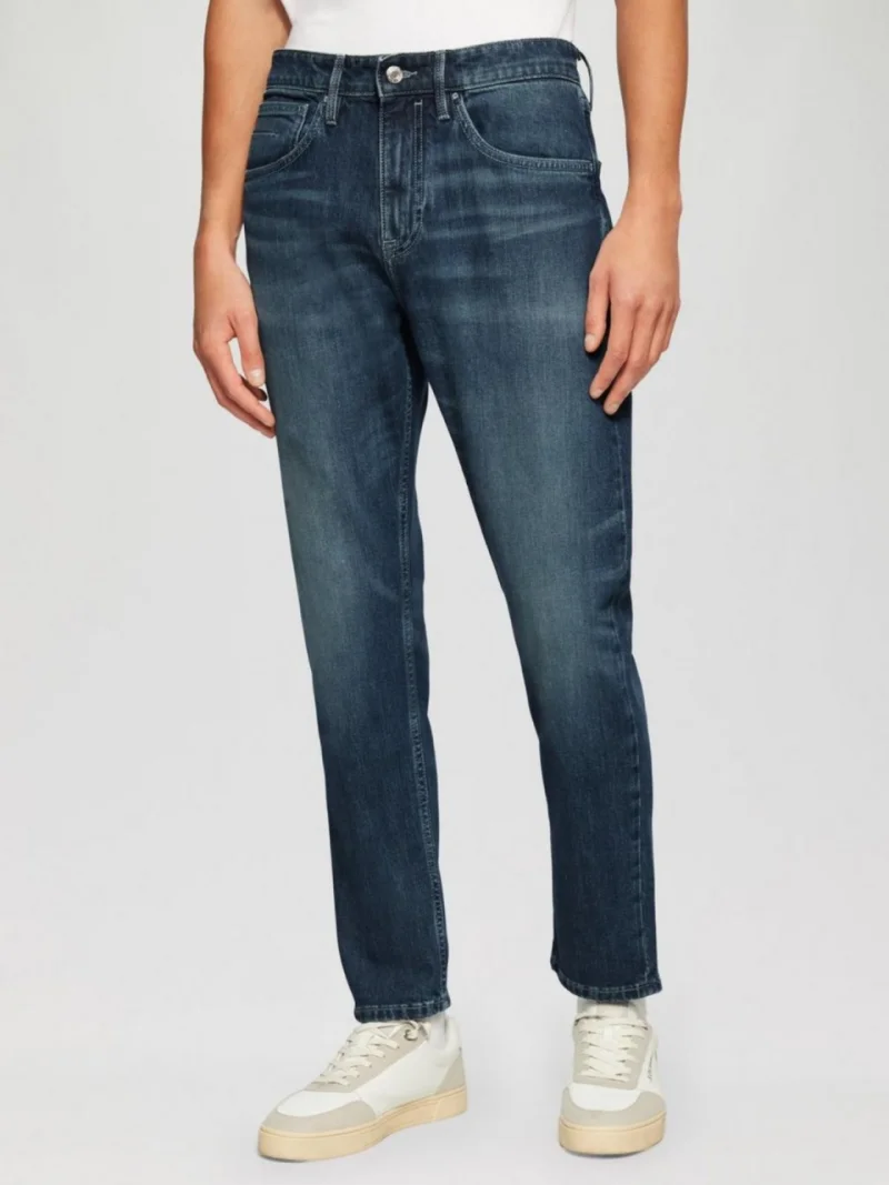 Blugi Mauro, cu talie inalta, croiala Regular Fit, Tapered leg, Albastru inchis (SELECTATI MARIMEA: 30, SELECTATI LUNGIMEA: 30)