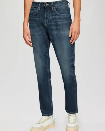 Blugi Mauro, cu talie inalta, croiala Regular Fit, Tapered leg, Albastru inchis (SELECTATI MARIMEA: 30, SELECTATI LUNGIMEA: 30)