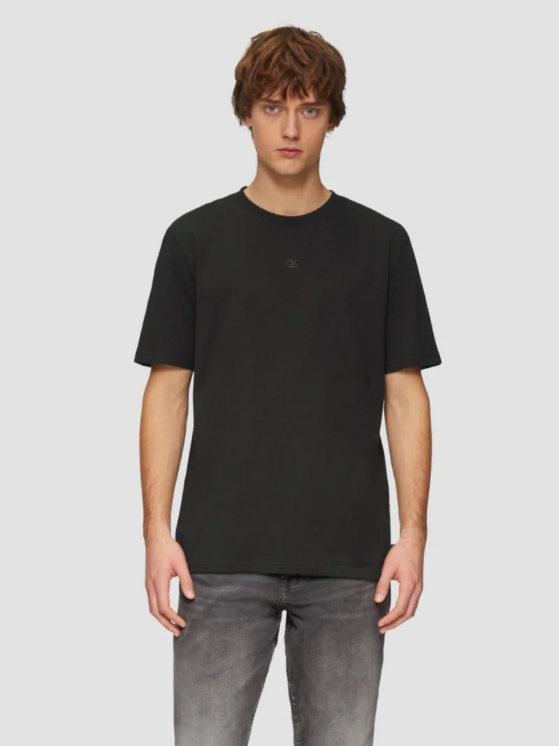 Tricou barbati cu decolteu la baza gatului, cu logo, Negru (SELECTATI MARIMEA: S)