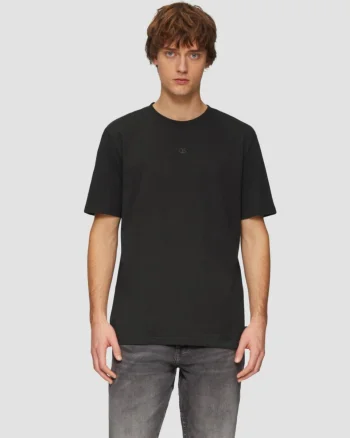 Tricou barbati cu decolteu la baza gatului, cu logo, Negru (SELECTATI MARIMEA: S)