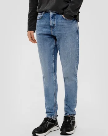 Blugi barbati Shawn, cu talie medie, Regular fit, Tapered Leg, Albastru deschis (SELECTATI MARIMEA: 29, SELECTATI LUNGIMEA: 32)