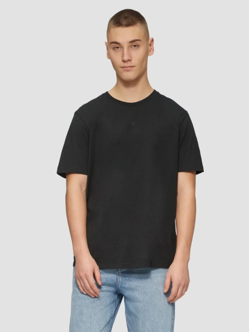 Tricou cu maneca scurta, barbati, la baza gatului, croiala Regular Fit, Negru (SELECTATI MARIMEA: S)