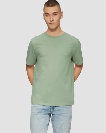 Tricou cu maneca scurta, barbati, la baza gatului, croiala Regular Fit, Verde pudrat (SELECTATI MARIMEA: S)