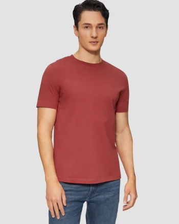 Tricou cu maneca scurta, barbati, cu logo si croiala Regular fit, Rosu (SELECTATI MARIMEA: S)