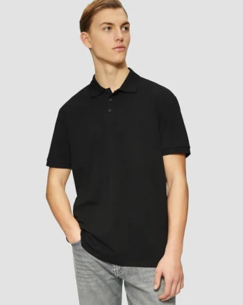 Tricou polo din bumbac, barbati, croiala Regular Fit, Negru (SELECTATI MARIMEA: S)