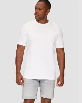 Tricou barbati cu decolteu la baza gatului si croiala Regular fit, Alb (SELECTATI MARIMEA: S)