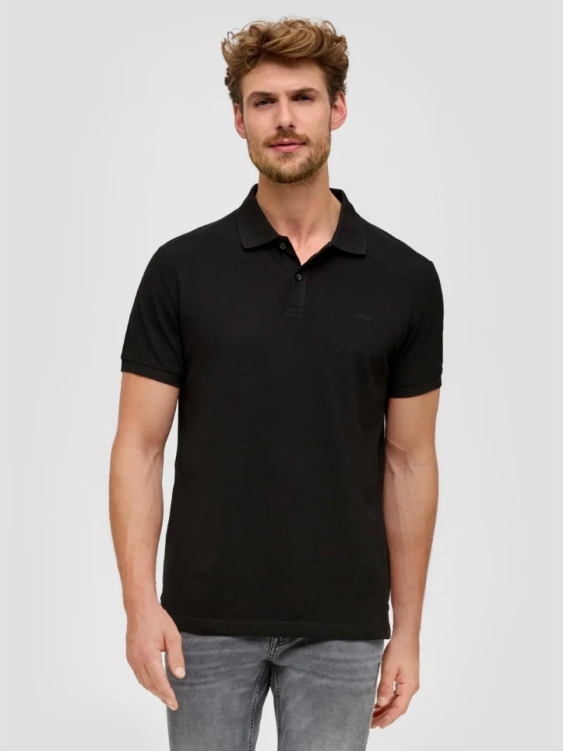 Tricou polo barbati, din bumbac cu croiala Regular Fit, logo, Negru (SELECTATI MARIMEA: M)