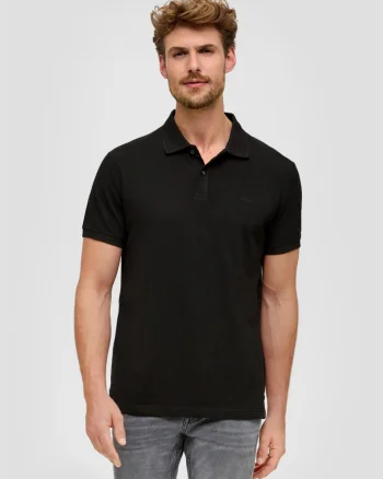 Tricou polo barbati, din bumbac cu croiala Regular Fit, logo, Negru (SELECTATI MARIMEA: M)