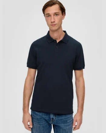 Tricou polo barbati, din bumbac cu croiala Regular Fit, logo, Bleumarin (SELECTATI MARIMEA: M)