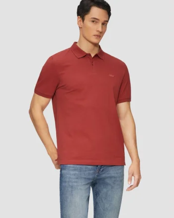 Tricou polo barbati, din bumbac cu croiala Regular Fit, logo, Rosu (SELECTATI MARIMEA: 2XL)