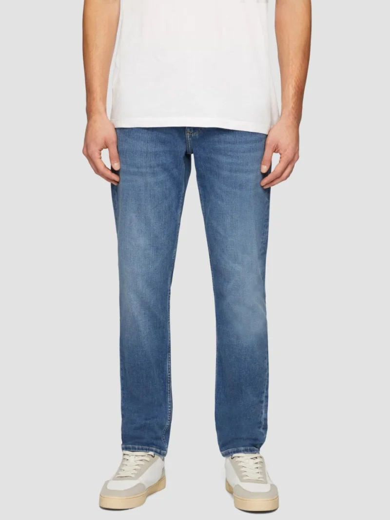 Blugi barbati Nelio, cu talie medie, croiala Slim Fit, Slim Leg, Albastru inchis (SELECTATI MARIMEA: 32, SELECTATI LUNGIMEA: 32)