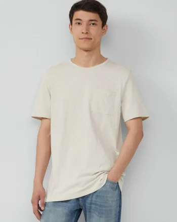 s.Oliver Tricou barbati cu croiala Regular Fit, buzunar la piept, Crem (SELECTATI MARIMEA: S)